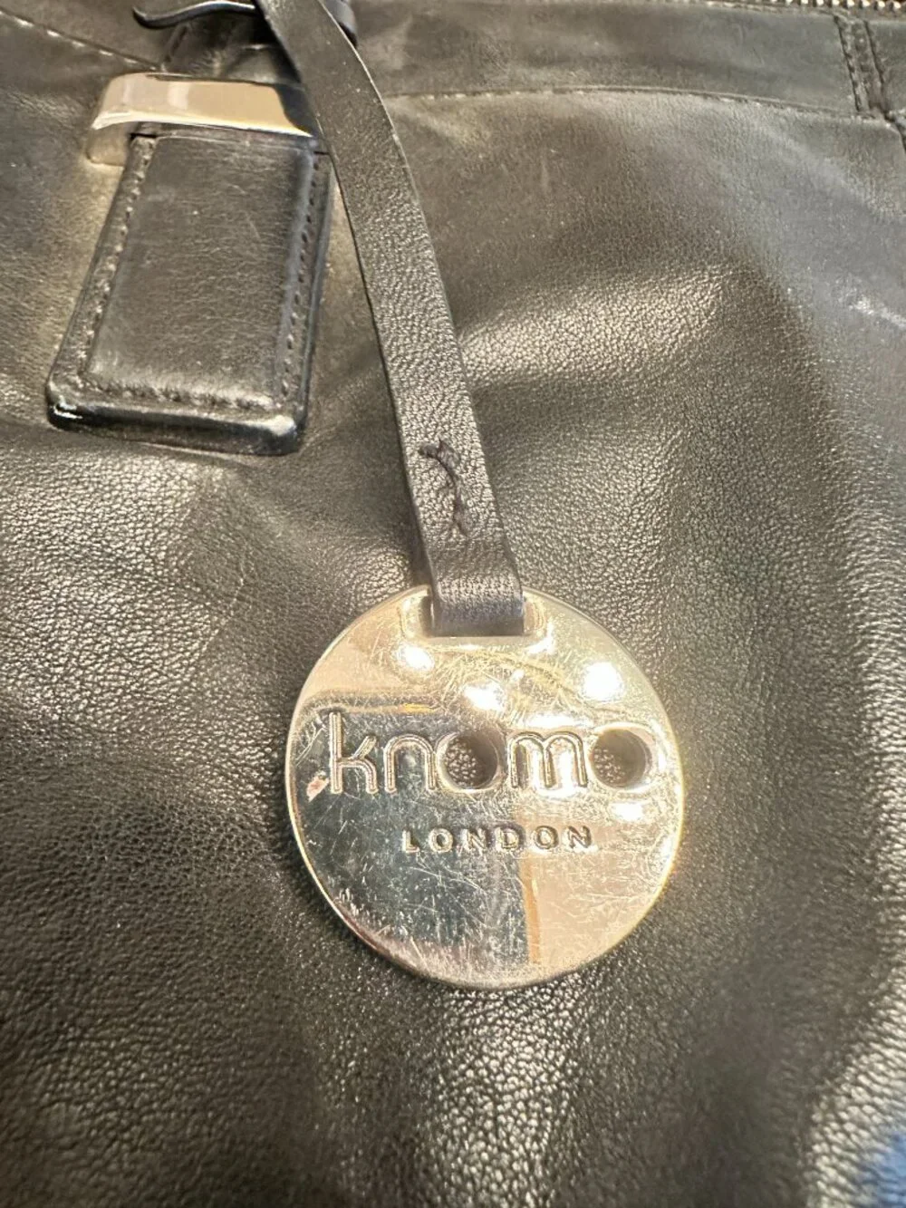 Knomo London Black Leather Laptop Bag Rubi styole